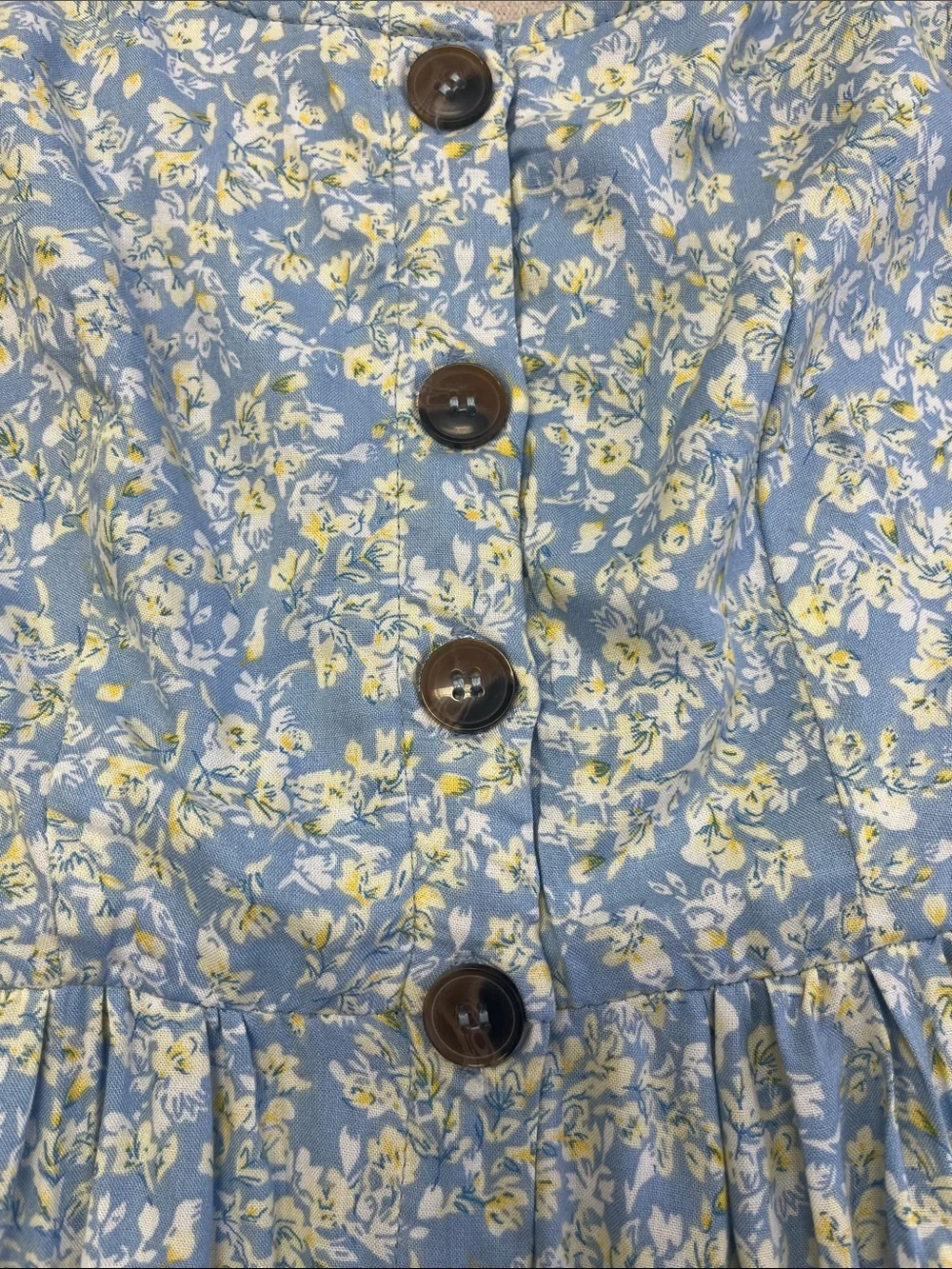 Japra Blue Floral Button Front Midi Dress Pockets Adjustable Straps S - Picture 4 of 13